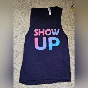 Dark Purple Tank Top with Colorful 'Show Up'  On Front. LETS GET UP on Back #207